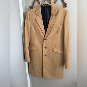 ASOS DESIGN Camel Wool Mix Overcoat | Men's XL Long | Tan Trench Co
